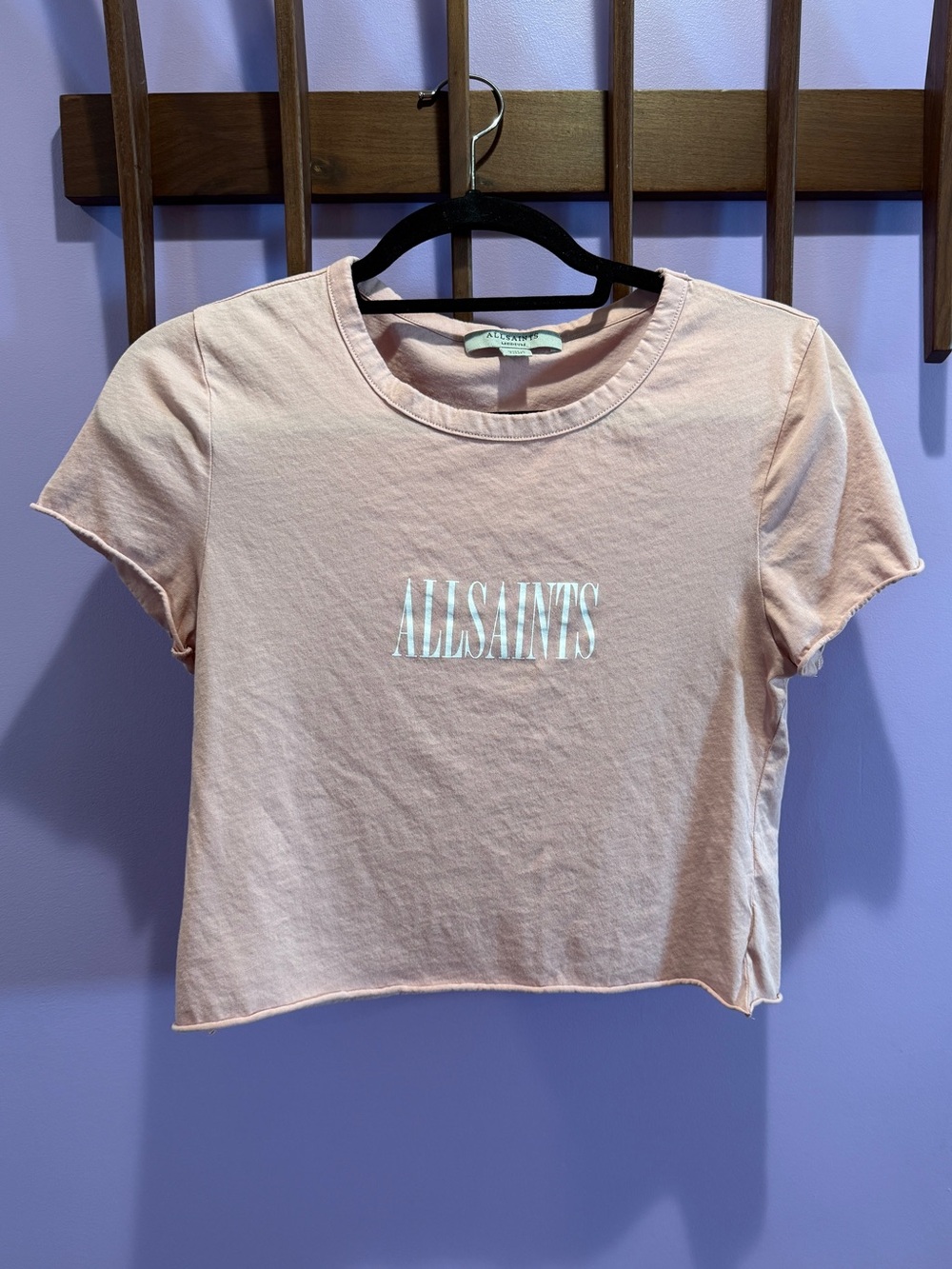 allsaints cropped tee blush pink M
